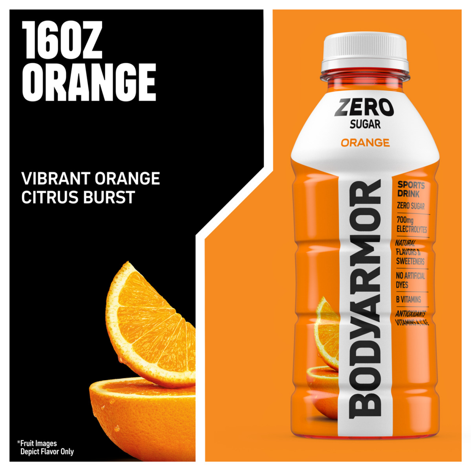 slide 2 of 6, BODYARMOR Zero Sugar Orange Electrolyte Sports Drink, 16 fl oz Bottle, 16 fl oz