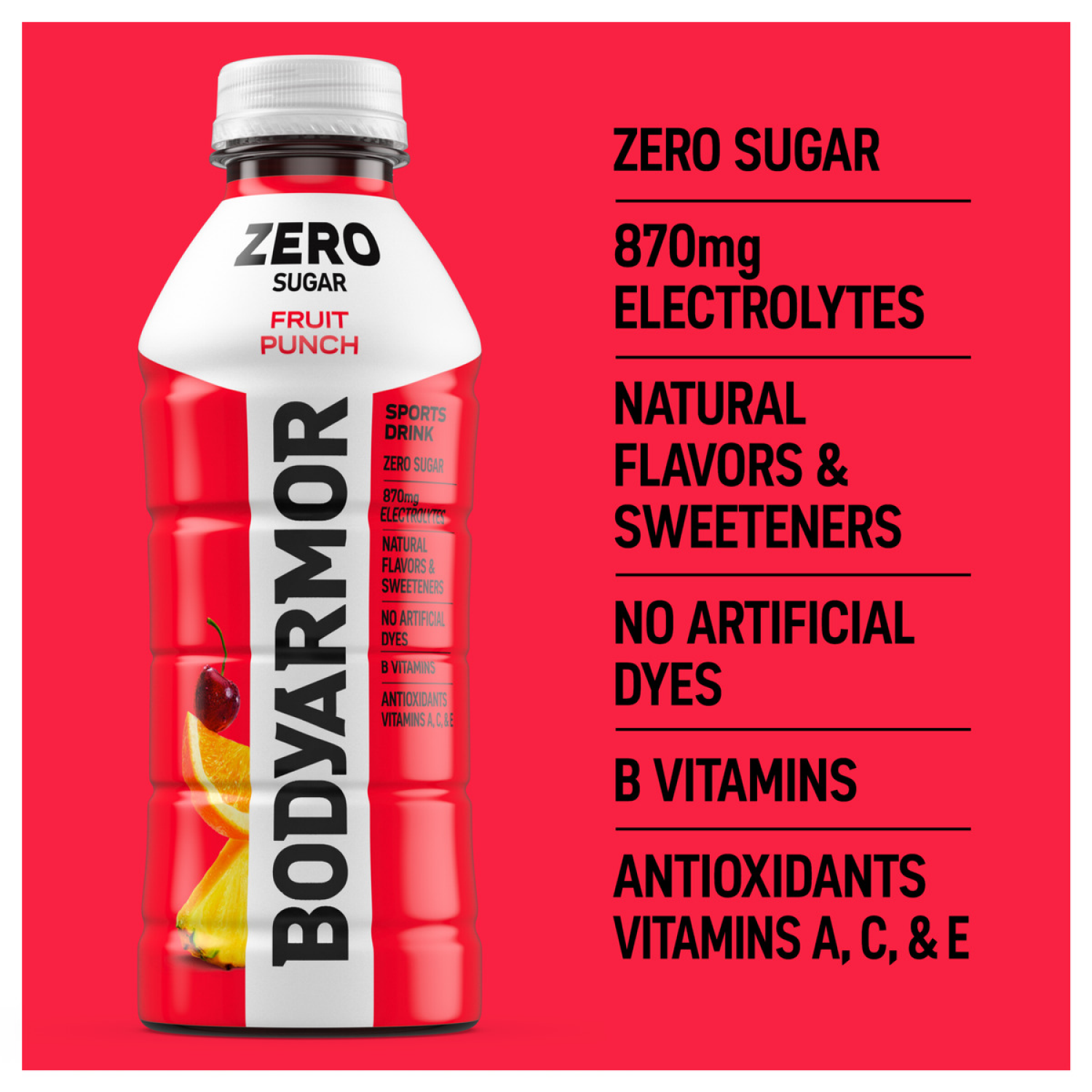 slide 5 of 6, BODYARMOR Zero Sugar Fruit Punch Bottles, 20 fl oz, 6 Pack, 6 ct
