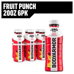 BODYARMOR Zero Sugar Fruit Punch Bottles, 20 fl oz, 6 Pack