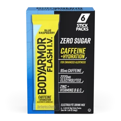 BODYARMOR Zero Sugar Caffeine Blue Raspberry Flash IV Pouches - 6 ct