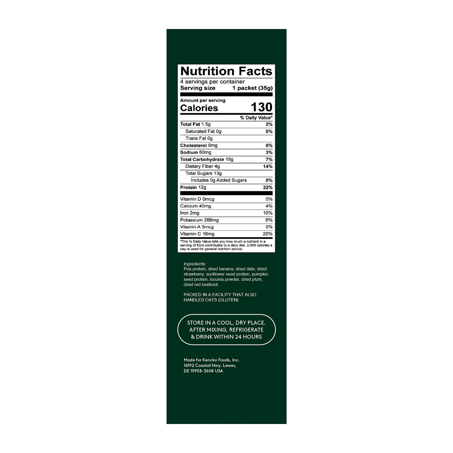 slide 4 of 5, Kencko Strawberry Instant Fruit & Veggie Protein Powdered Drink Mix, 4.9 Oz, 4 ct