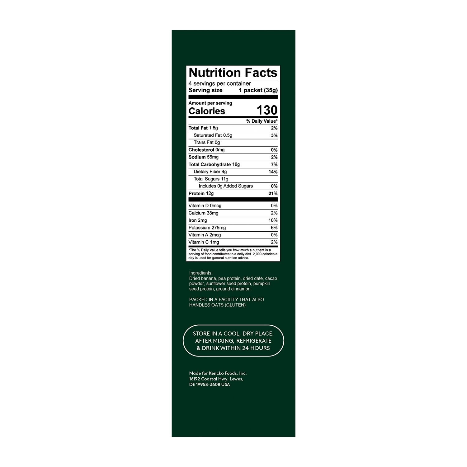 slide 2 of 4, Kencko Chocolate Instant Fruit & Veggie Protein Drink Mix, 4.9 Oz, 4 ct