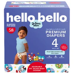 Hello Bello Diapers Premium Club, Dr. Seuss, Size 4, 58 Count