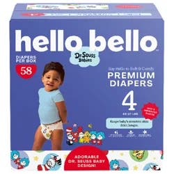 Hello Bello Diapers Premium Club, Dr. Seuss, Size 4, 58 Count