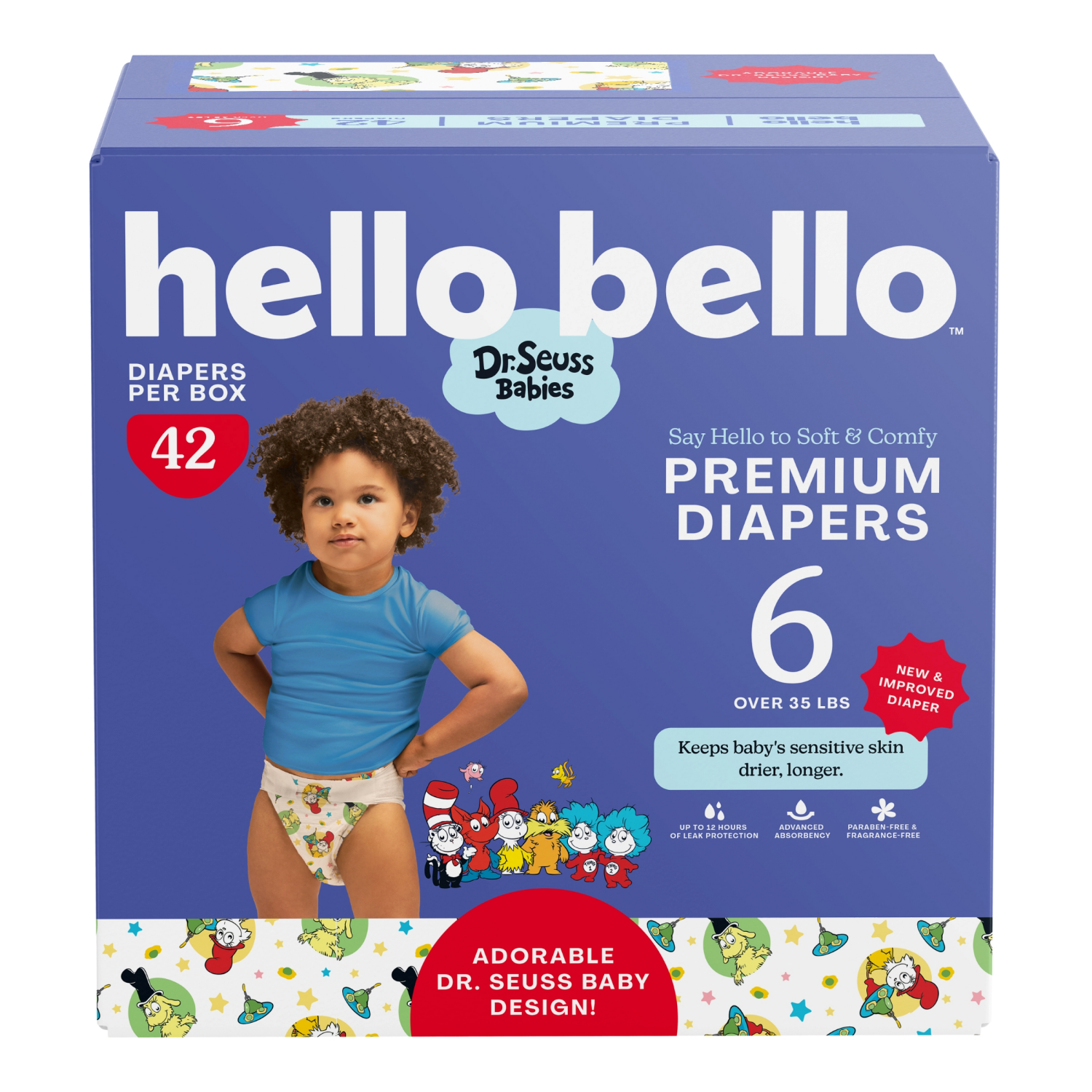 slide 1 of 1, Hello Bello Diapers Premium Club, Dr. Seuss, Size 6, 42 Count, 42 ct