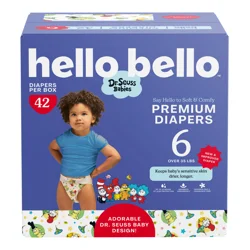 Hello Bello Diapers Premium Club, Dr. Seuss, Size 6, 42 Count