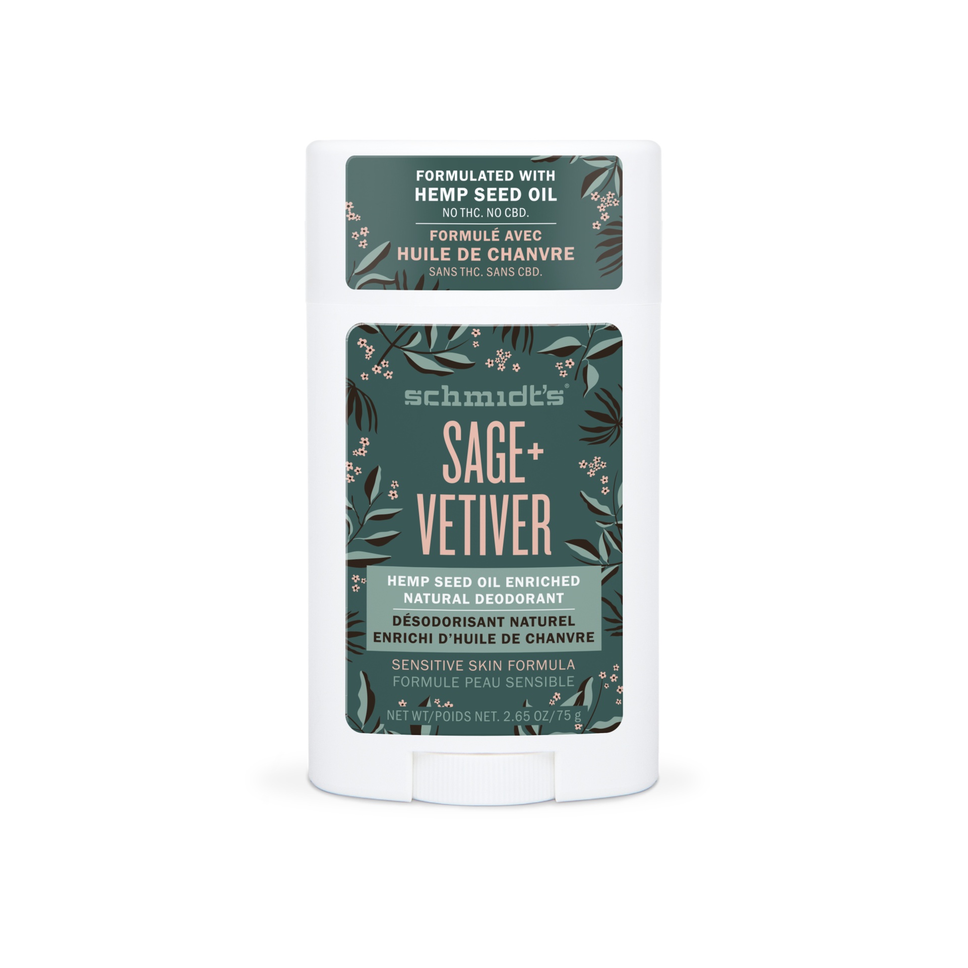 slide 1 of 3, Schmidt's Sage + Vetiver Aluminum-Free Hemp Seed Oil Natural Deodorant Stick, 2.65 oz