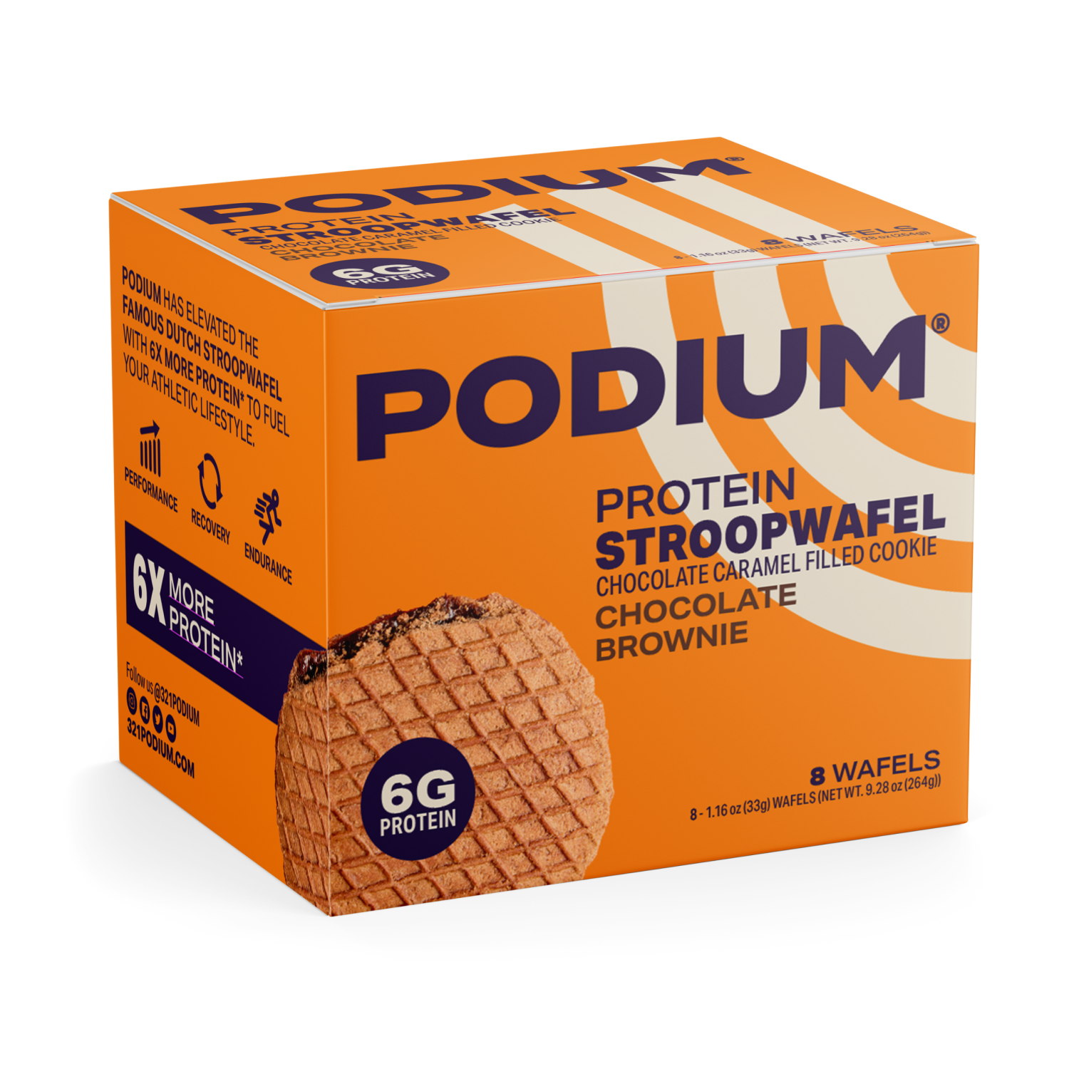 slide 1 of 3, PODIUM Protein Stroopwafel Chocolate Brownie Cookie 4pk, 4 ct