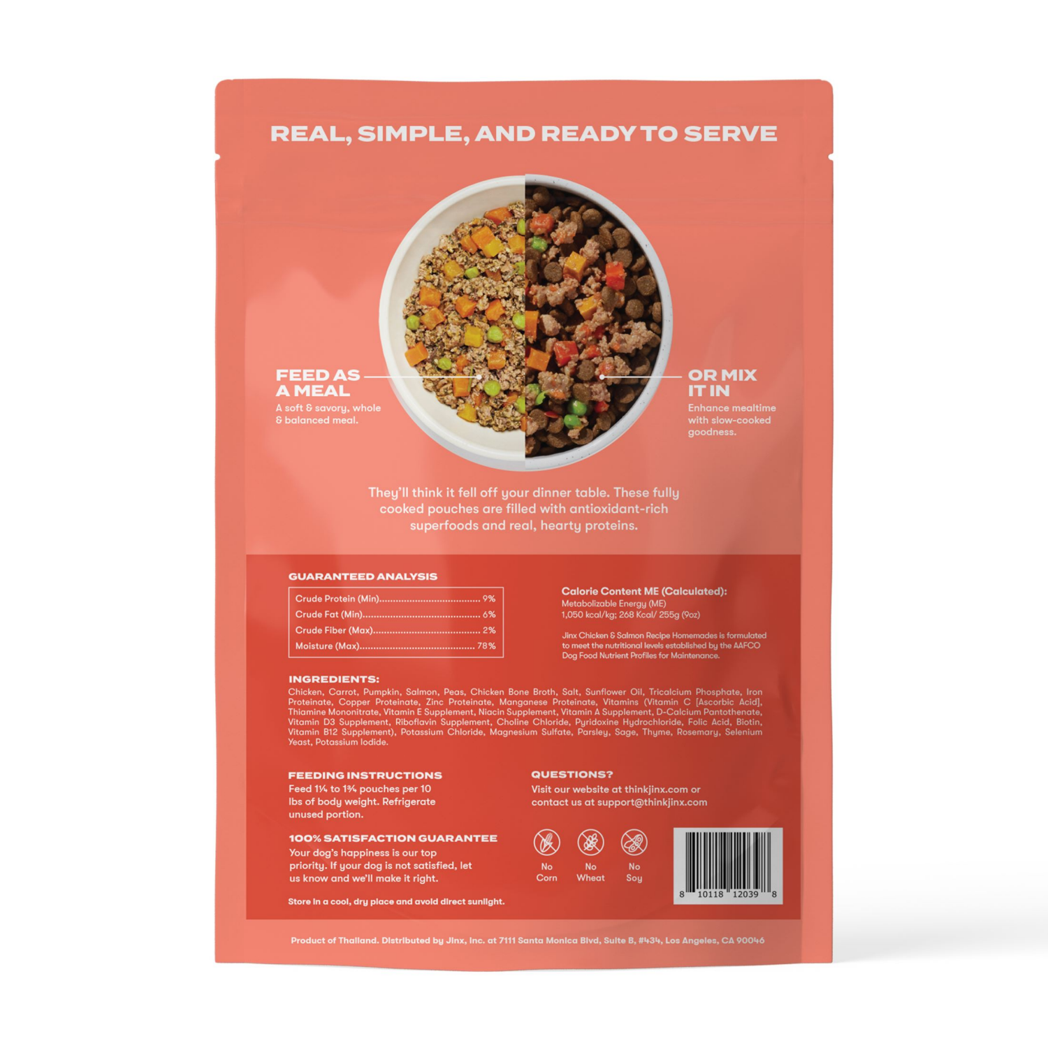 slide 2 of 8, Jinx Homemades Chicken & Salmon Recipe Wet Natural Dog Food, Grain-Free, 9 oz. Pouch, 9 oz