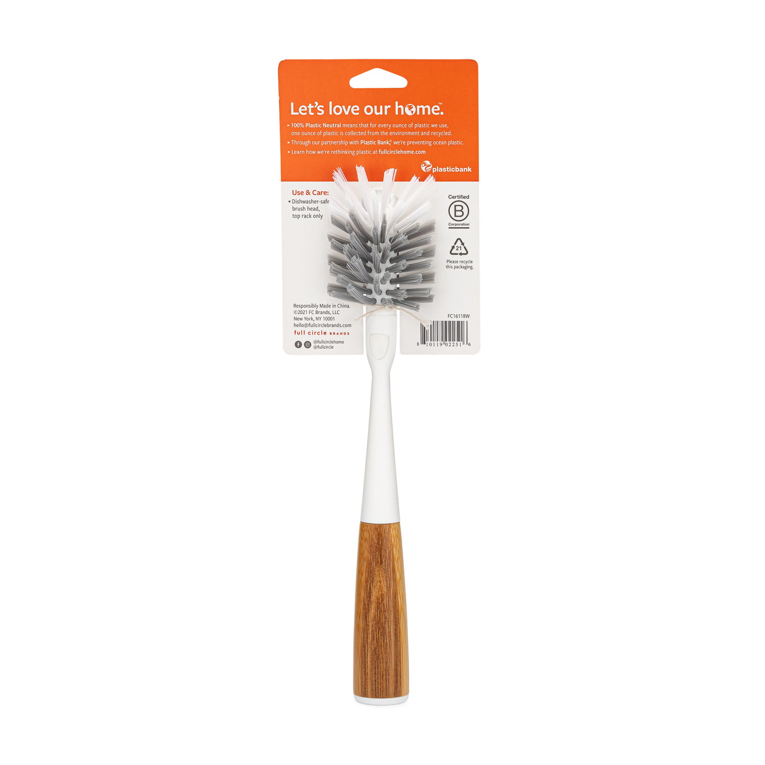 slide 5 of 6, Full Circle Clean Reach Replaceable Bottle Brush - White, 1 ct