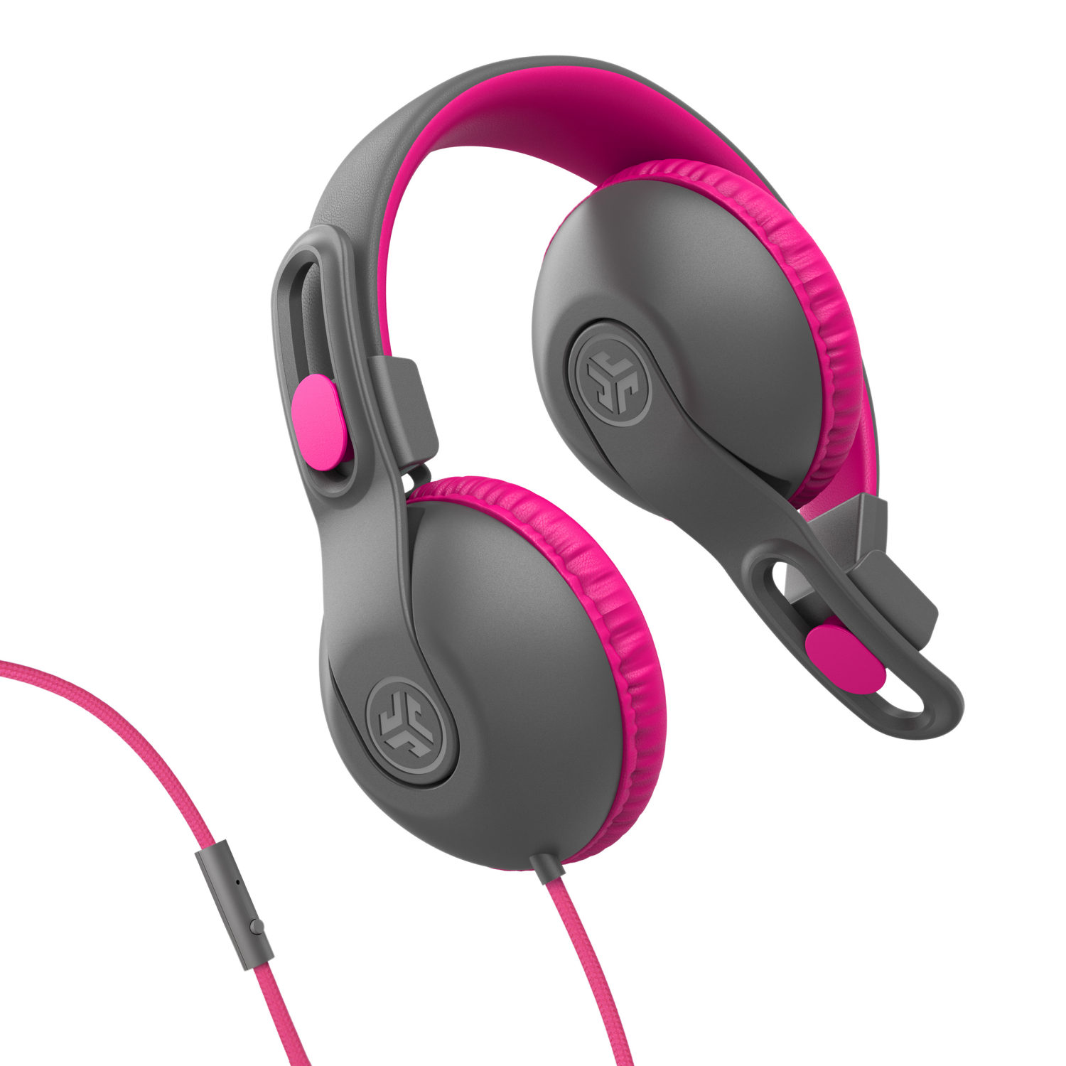slide 2 of 2, Jlab Jbuddies Studio 2 Wired Headphones - Gray / Pink, 1 ct