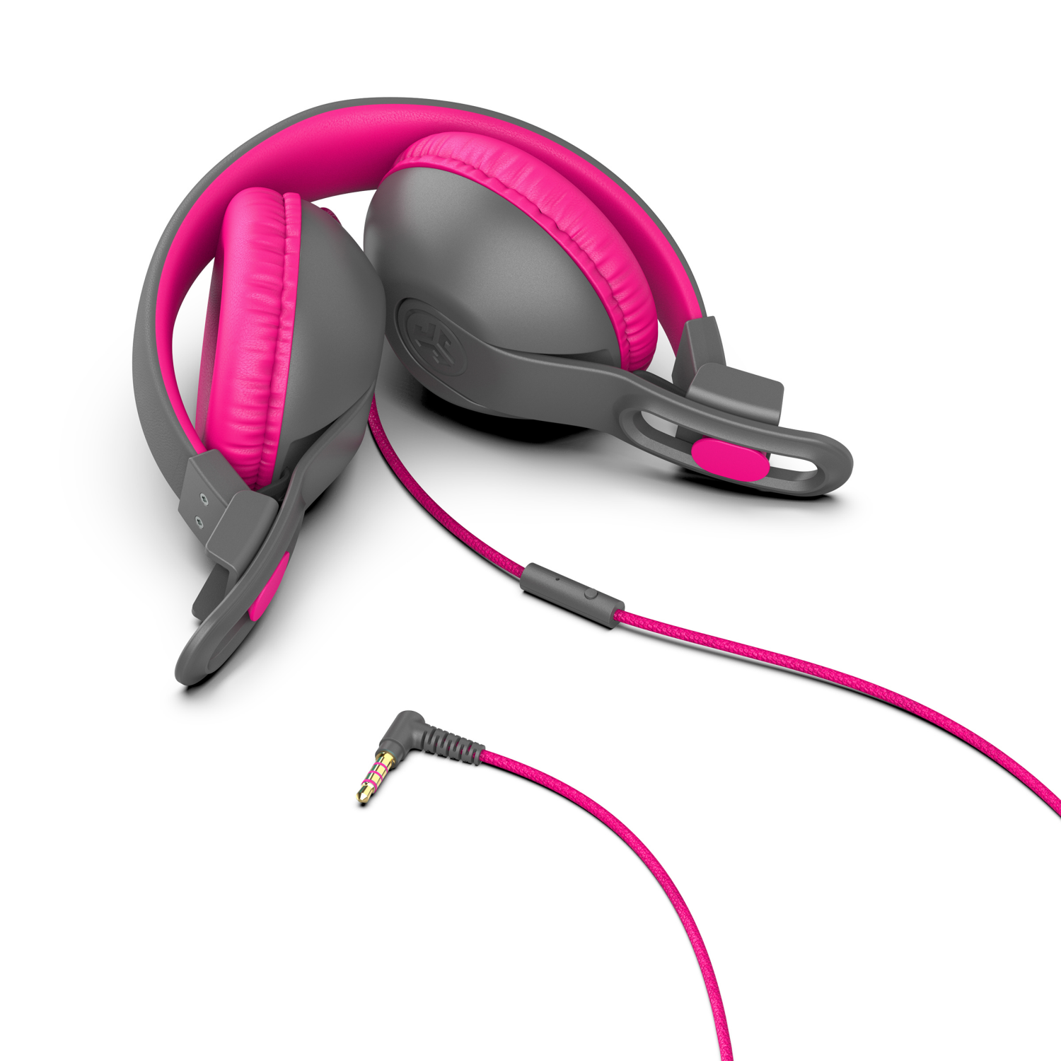 slide 3 of 3, Jlab Jbuddies Studio 2 Wired Headphones - Gray / Pink, 1 ct