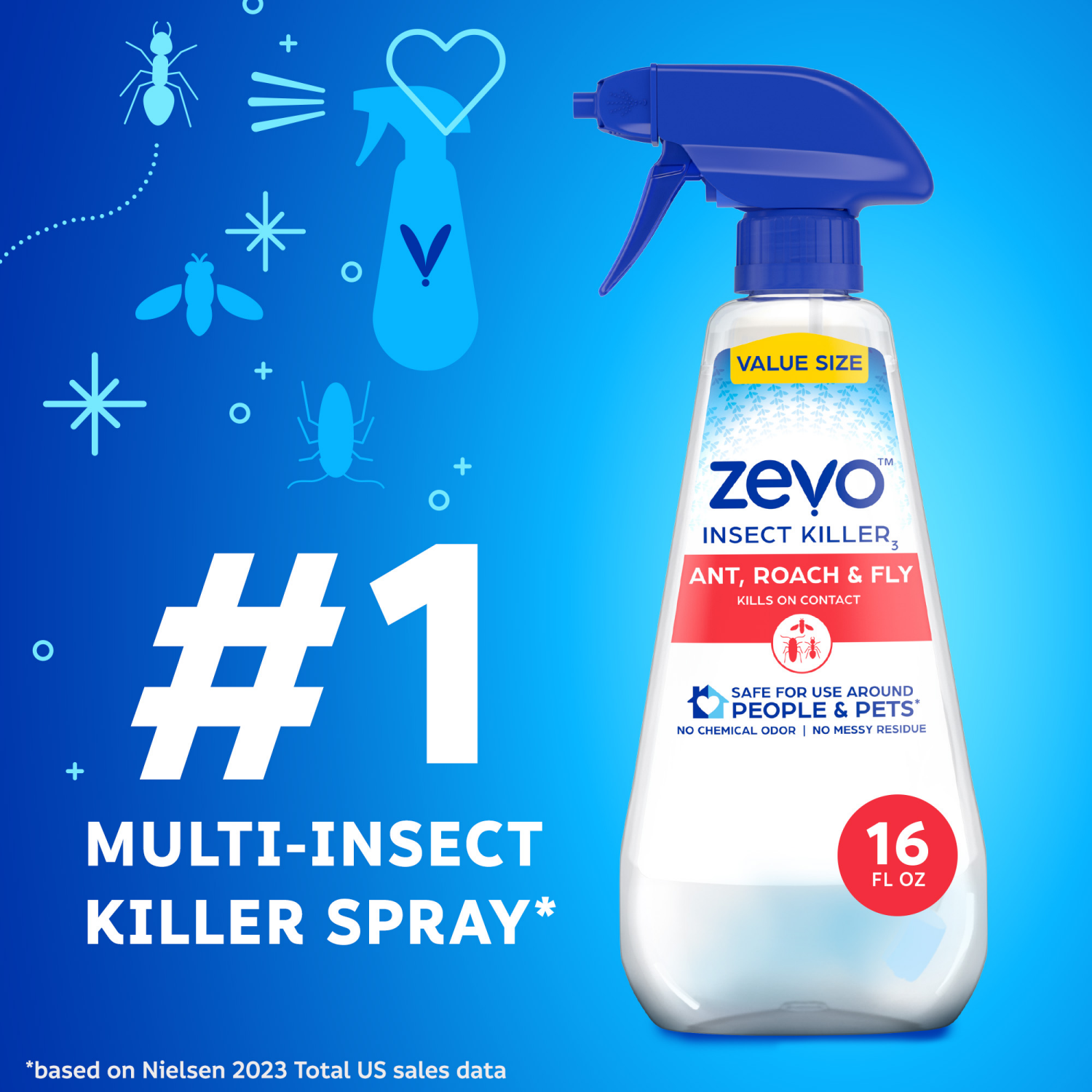 slide 7 of 7, Zevo Ant Roach and Fly Multi-Insect Trigger Spray Area Insect Repellent 16fl oz, 16 fl oz