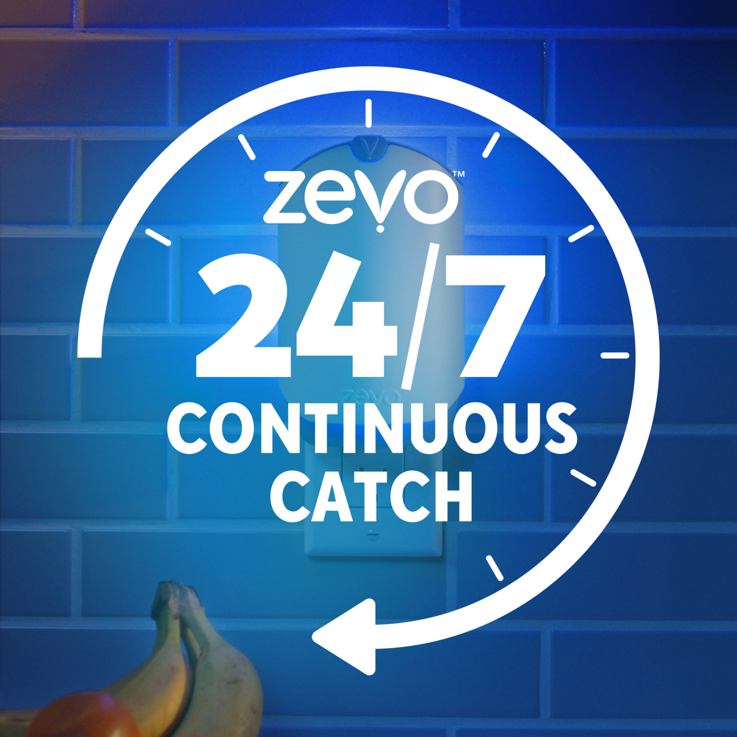 slide 4 of 8, Zevo Flying Insect Trap for Indoors: Light Trap Captures Fruit Flies, Gnats and Houseflies, Starter Kit Value Pack (2 Plug-in Bases + 2 Cartridges), 1 ct