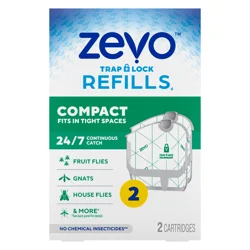 Zevo Compact Flying Insect Trap Refill: Indoor Light Trap Refill Cartridges Capture House Flies, Fruit Flies, And Gnats - 2 Refill Cartridges