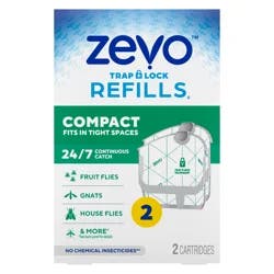 Zevo Compact Flying Insect Trap Refill: Indoor Light Trap Refill Cartridges Capture House Flies, Fruit Flies, And Gnats - 2 Refill Cartridges