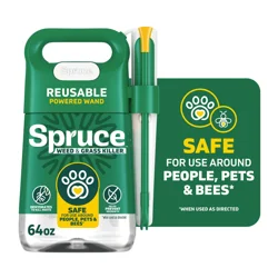 Spruce Weed & Grass Killer Power Spray Starter Kit, Reusable Power Sprayer, Battery Operated Continuous Spray, Safe For Use Around People, Pets & Bees When Used As Directed, Visible Results In 1 Hour, Dead Weeds In 1 Day, 64 Oz.