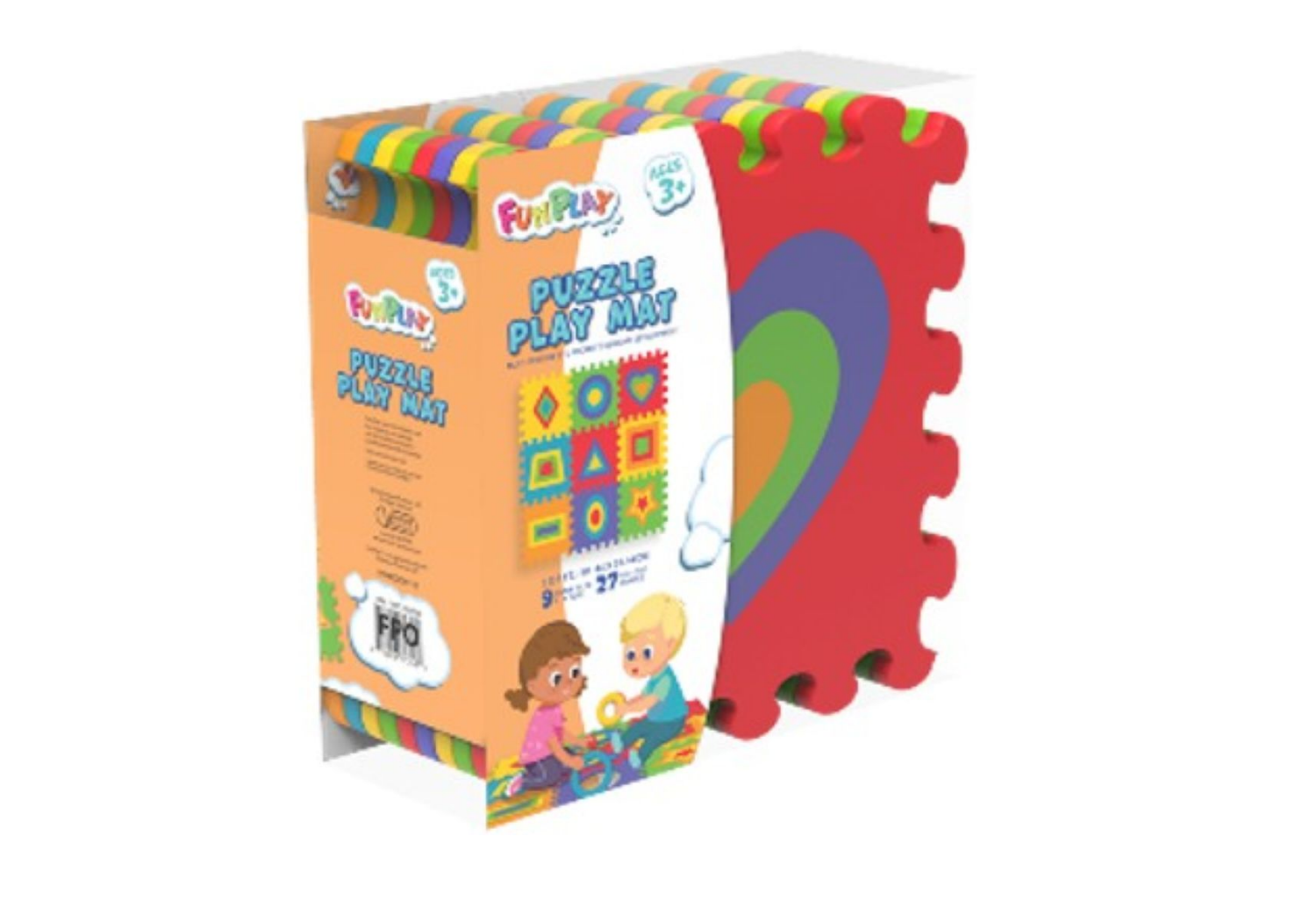 slide 1 of 1, FunPlay Puzzle Play Mat Shapes 9pc, 9 ct