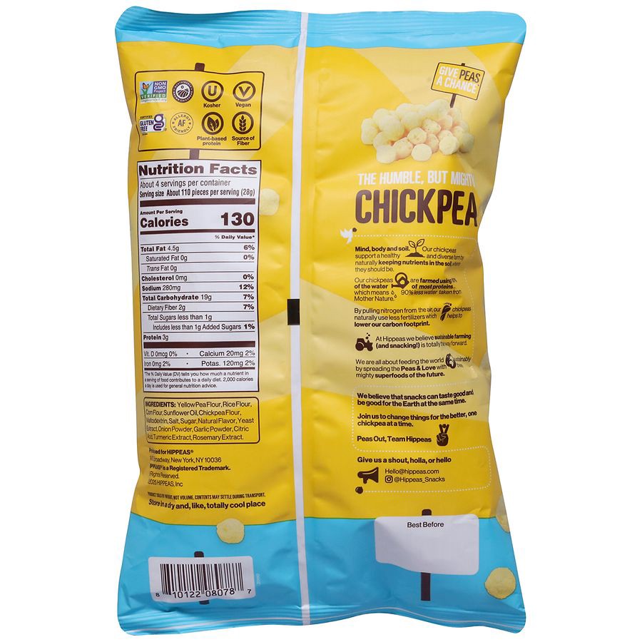 slide 2 of 4, HIPPEAS Cheezy Cheddar Flavored Pops 4 oz, 4 oz