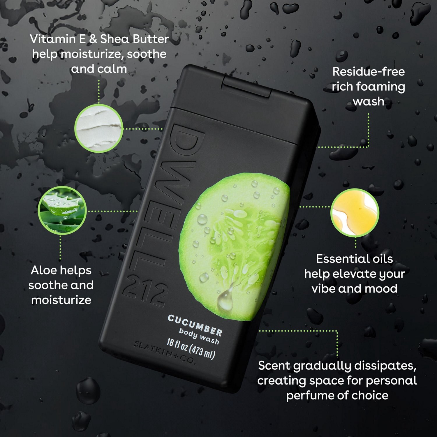 slide 2 of 4, DWELL 212 Dwell Body Wash, Cucumber, 16 Oz, 16 oz