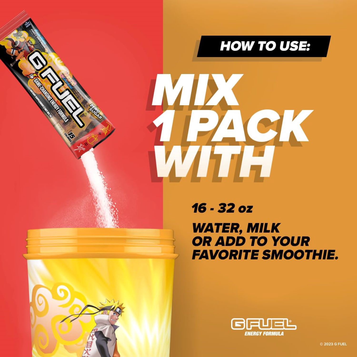 slide 2 of 3, G-Fuel Gfuel, Energy Formula, Naruto Sage Mode Pomelo White Peach, 6 Ct, 1.48 Oz, 0.25 oz