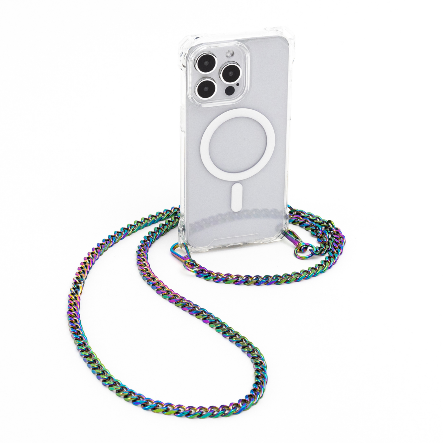 slide 2 of 2, Bryten Glacier MagSafe 4-Way Carry Clear Case with Iridescent Crossbody Chain for iPhone 15 Pro, 1 ct