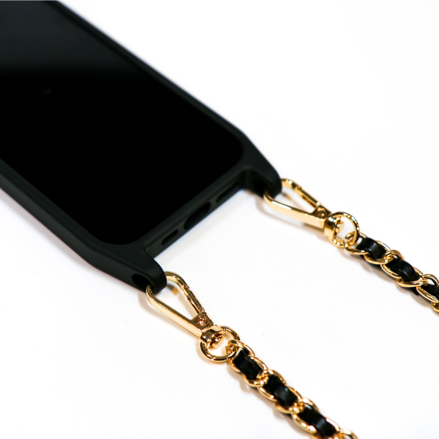 slide 2 of 3, RAPTIC Bryten Monarch Black Crossbody MagSafe Case with Black Vegan Leather Chain for iPhone 15, 1 ct