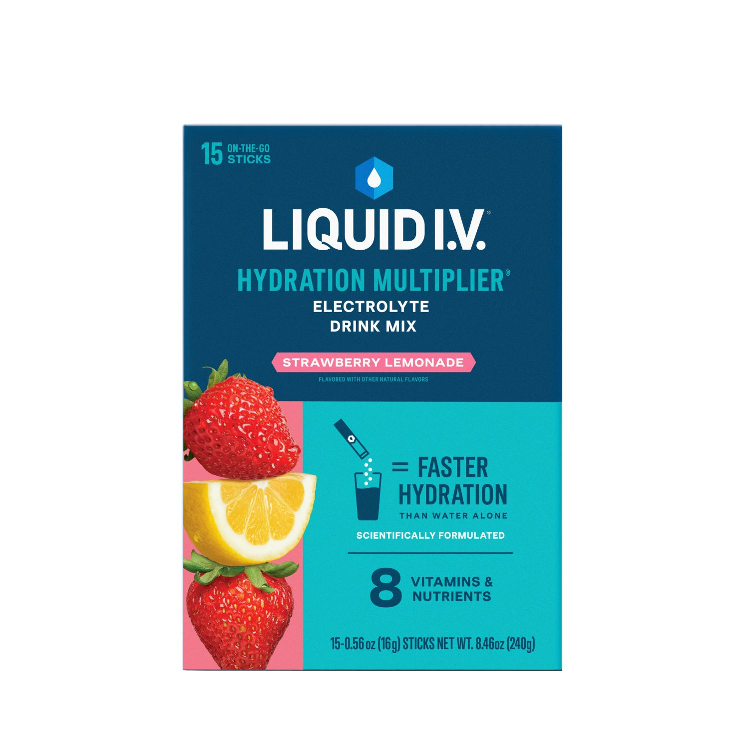 slide 1 of 1, Liquid Iv Strawberry Lemonade Hydration Multiplier - 15 Count, 15 ct