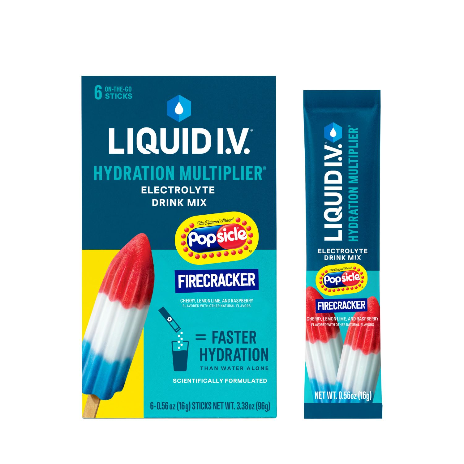 slide 1 of 6, Liquid I.V. Hydration Multiplier - Popsicle Firecracker - Hydration Powder Packets | Electrolyte Powder Drink Mix | Convenient Single-Serving Sticks | Non-GMO | 6 Sticks, 6 ct