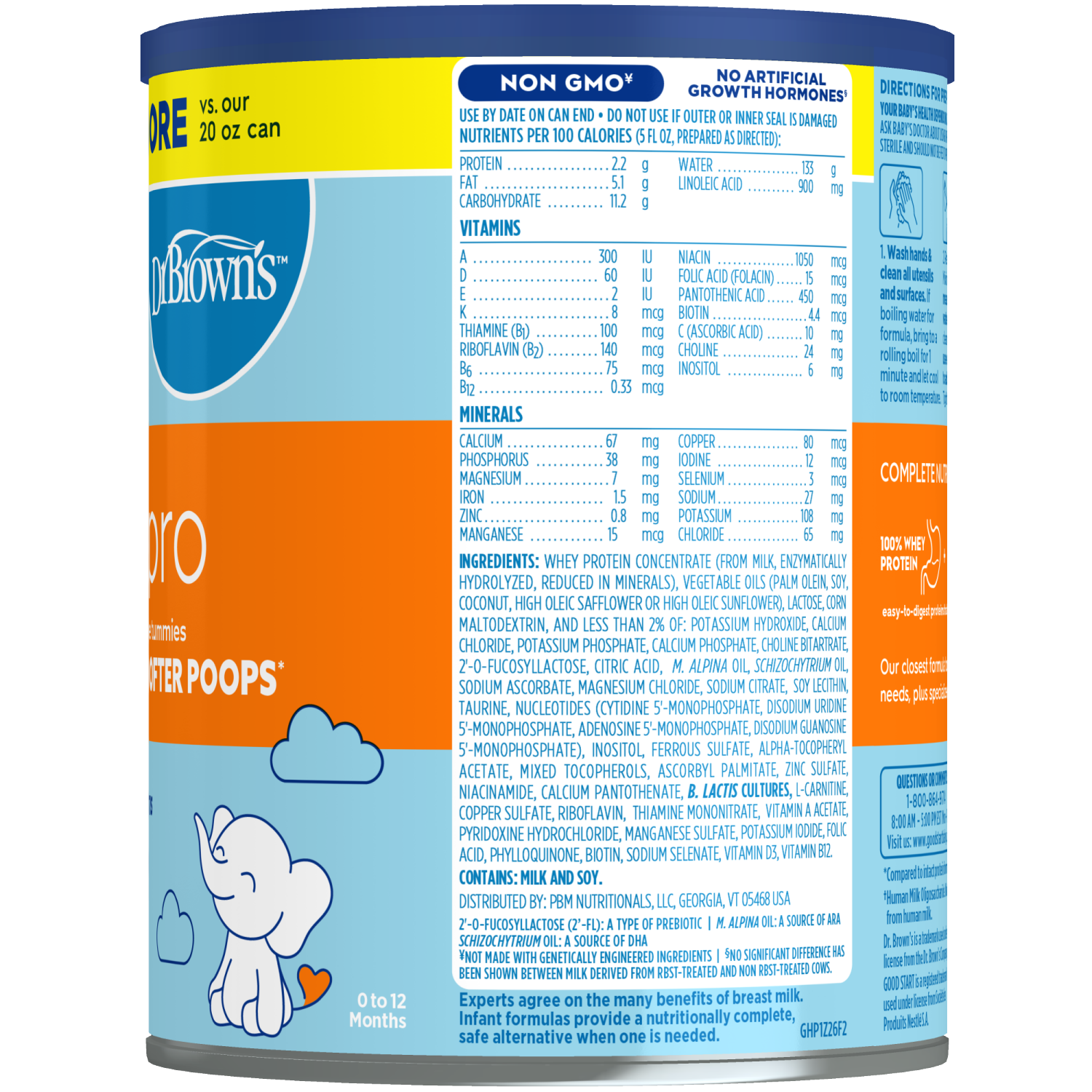 slide 2 of 2, Dr. Brown's Good Start | Dr. Browns Gentle Pro, Baby Formula Powder, For Sensitive Tummies, Easy Digestion and Softer Poops, Infant Formula with Probiotics, DHA, Non-GMO, 32 oz