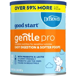 Dr. Brown's Good Start | Dr. Browns Gentle Pro, Baby Formula Powder, For Sensitive Tummies, Easy Digestion and Softer Poops, Infant Formula with Probiotics, DHA, Non-GMO
