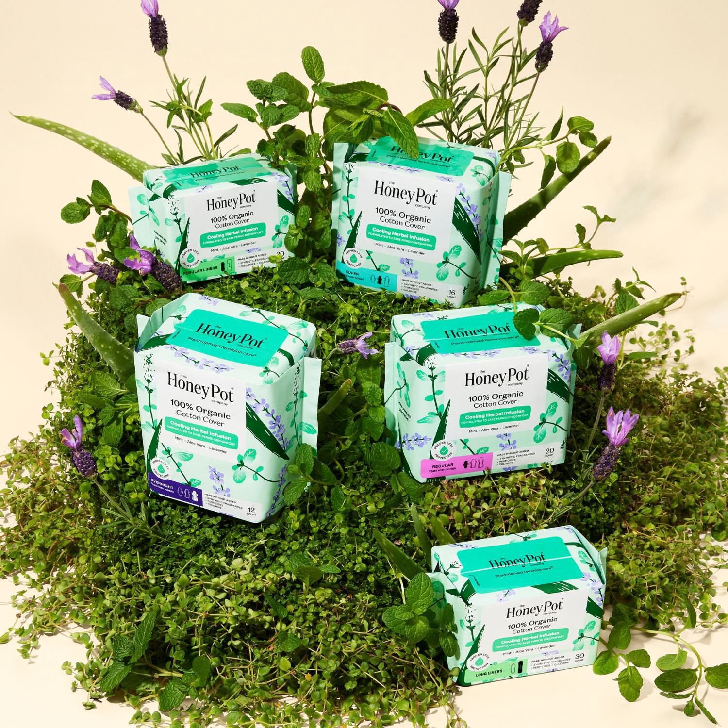 slide 3 of 8, The Honey Pot Company The Honey Pot Organic Top Sheet Herbal Long Liners, 30 ct