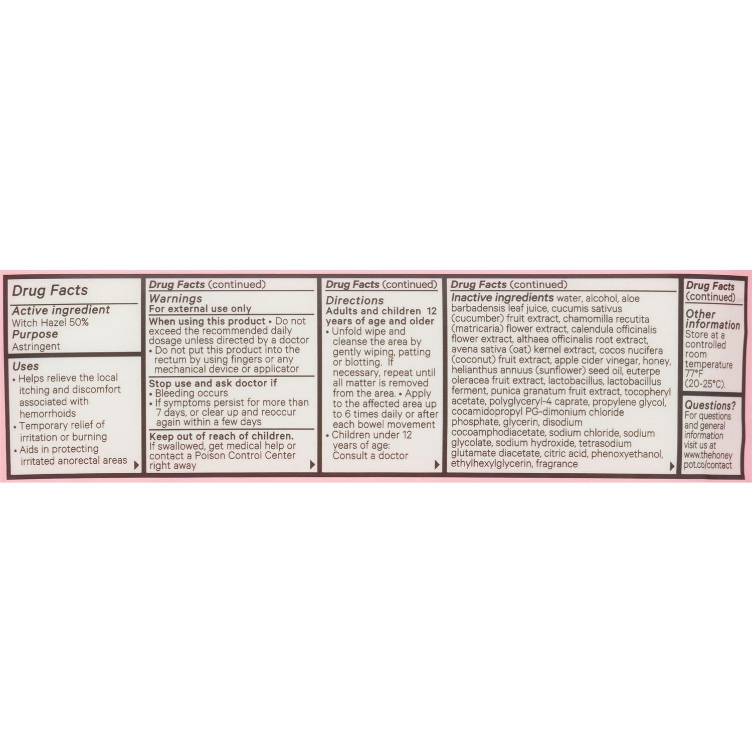 slide 3 of 3, The Honey Pot Company Maximum Strength Soothing Hemorrhoidal Wipes 20 Each, 20 ct