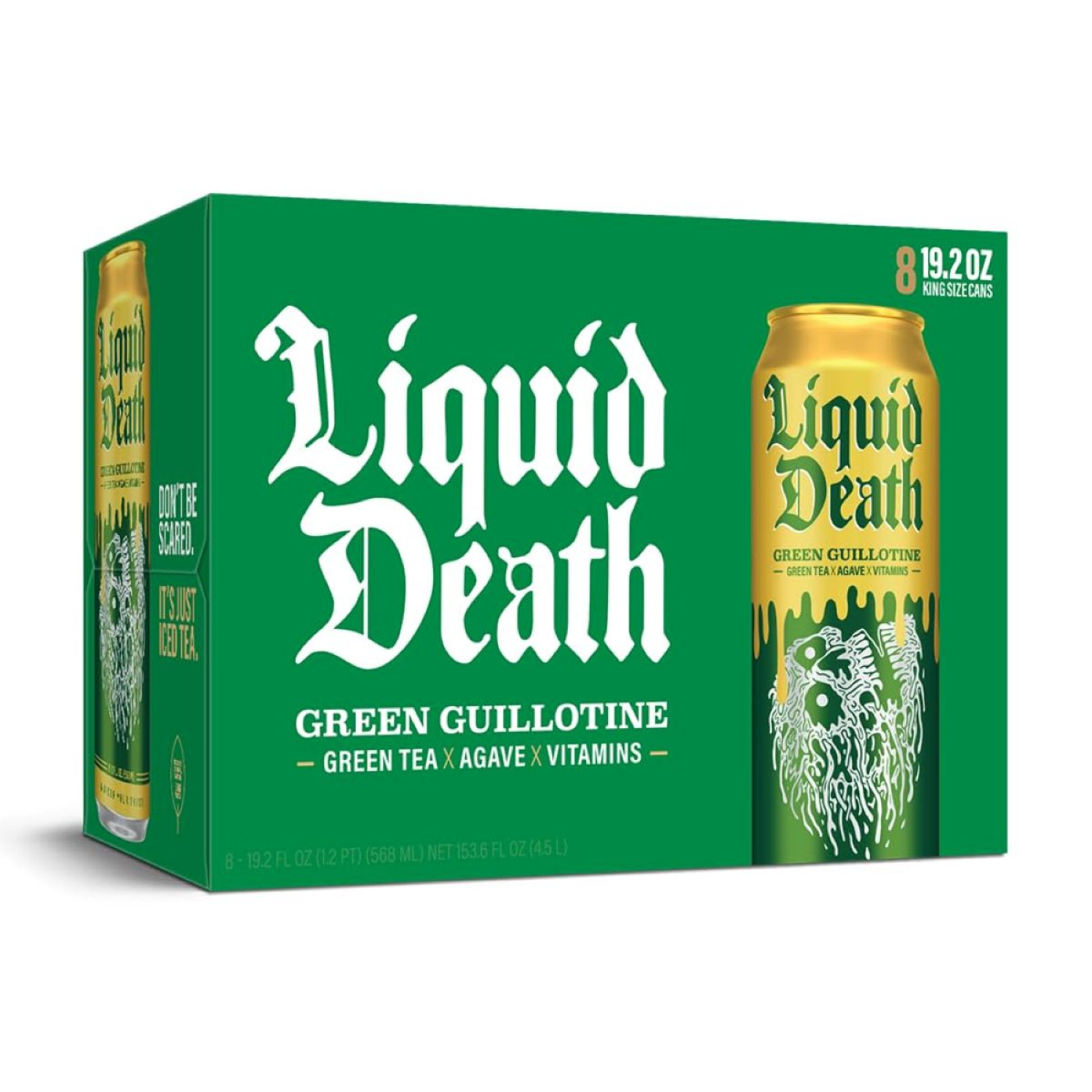 slide 1 of 1, Liquid Death Green Guillotine Iced Tea 8 - 19.2 oz King Size Cans, 8 ct