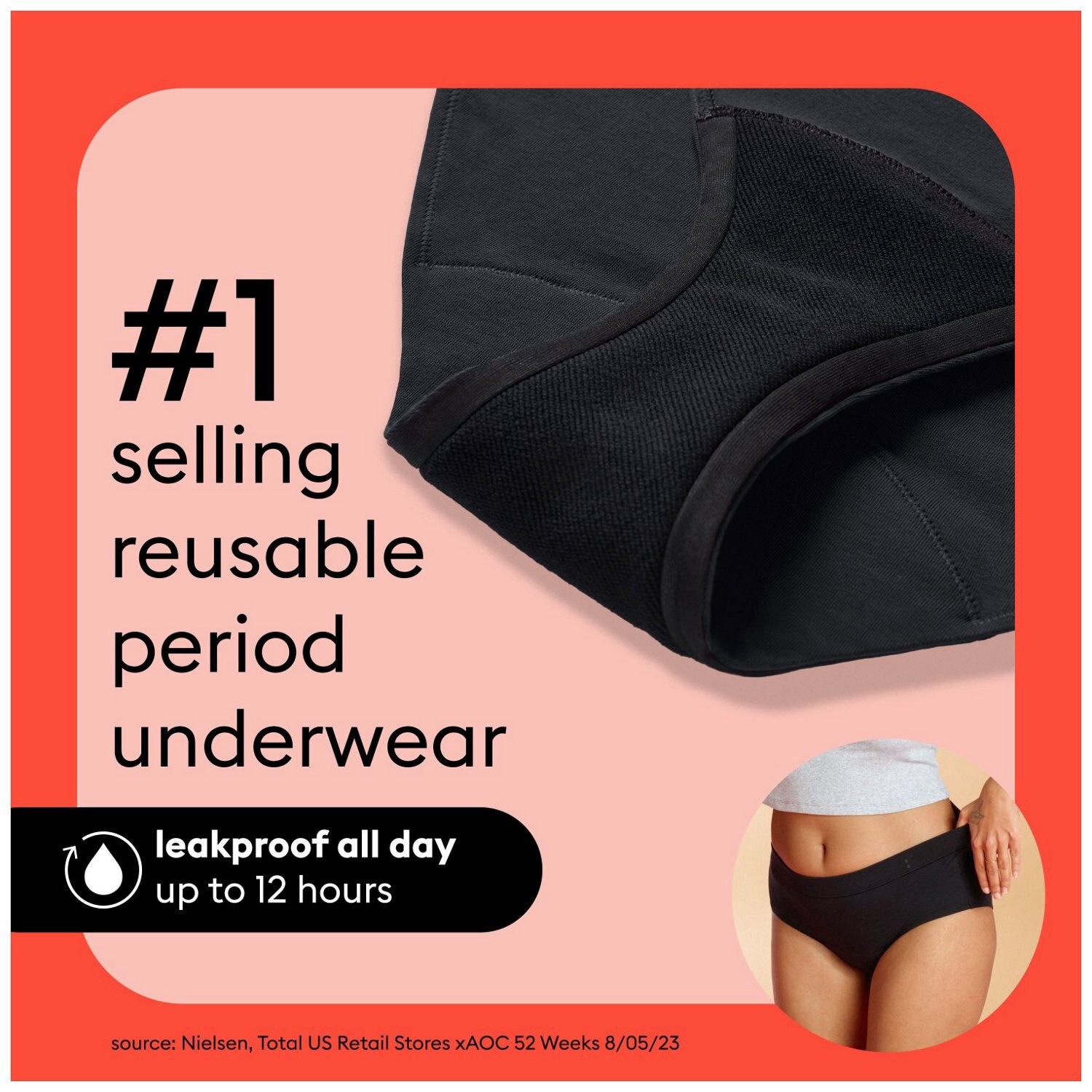 slide 7 of 7, Thinx for All Black Leakproof Brief Underwear Extra Large 1 ea, 1 ct