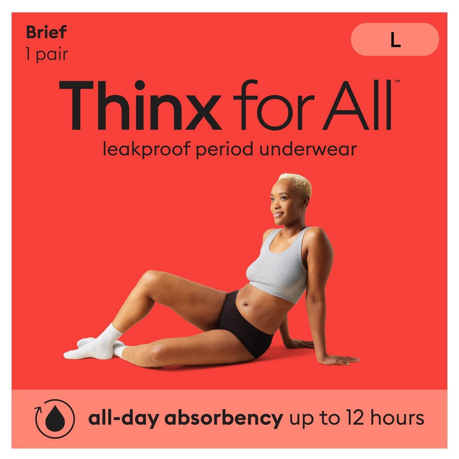 slide 2 of 8, Thinx for All Black Leakproof Brief Underwear Large 1 ea, 1 ct