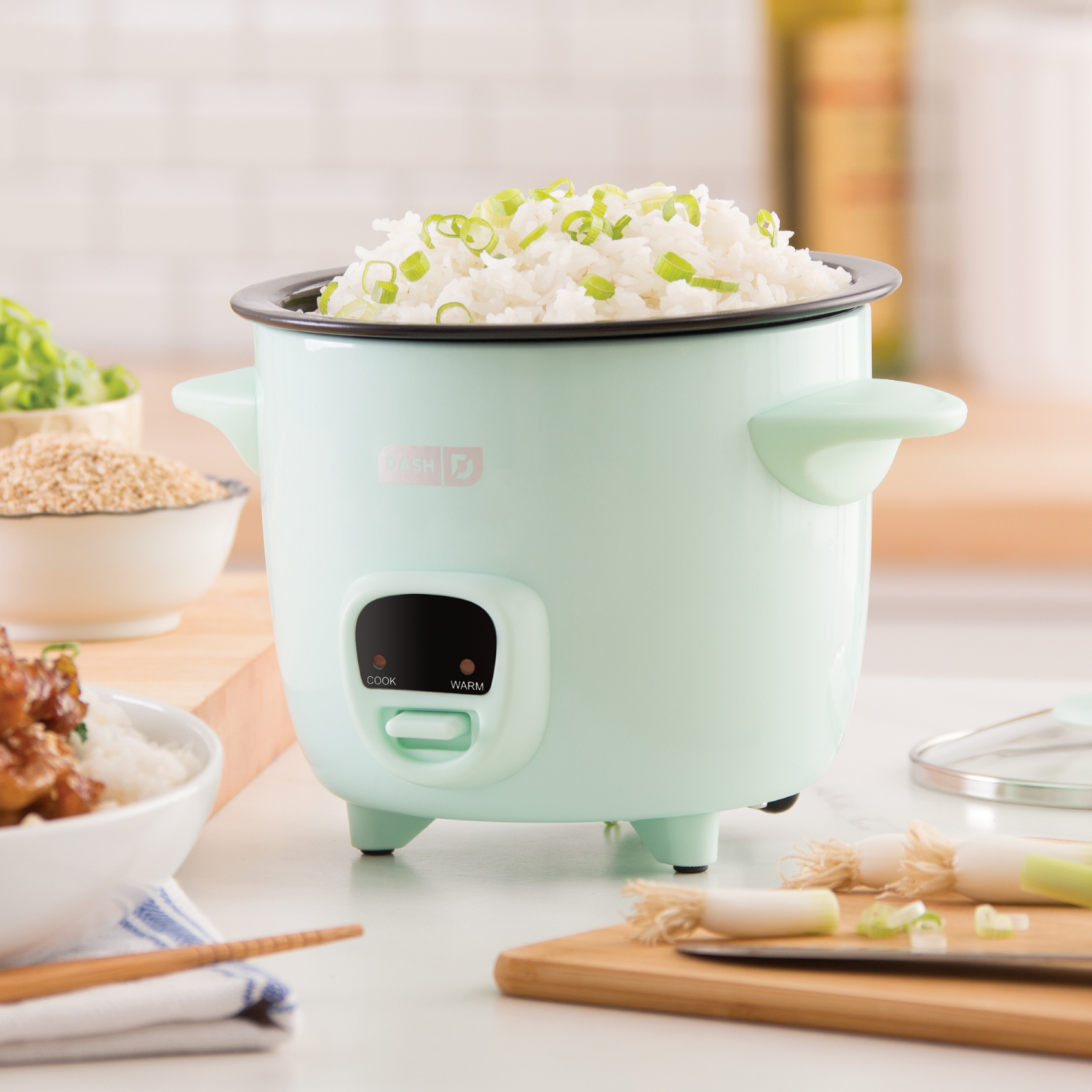 slide 4 of 6, Dash Mini Rice Cooker, Aqua, 1 ct