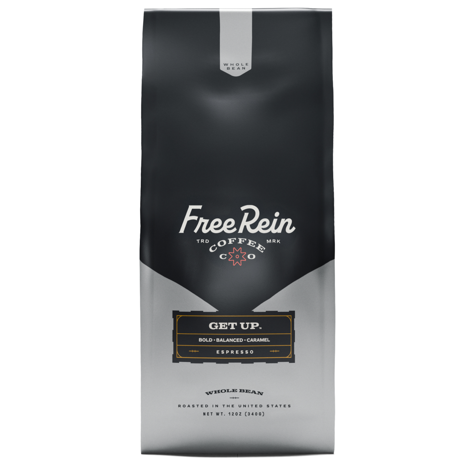 slide 1 of 2, Free Rein Get Up Espresso Roast Whole Bean Coffee, 12 oz