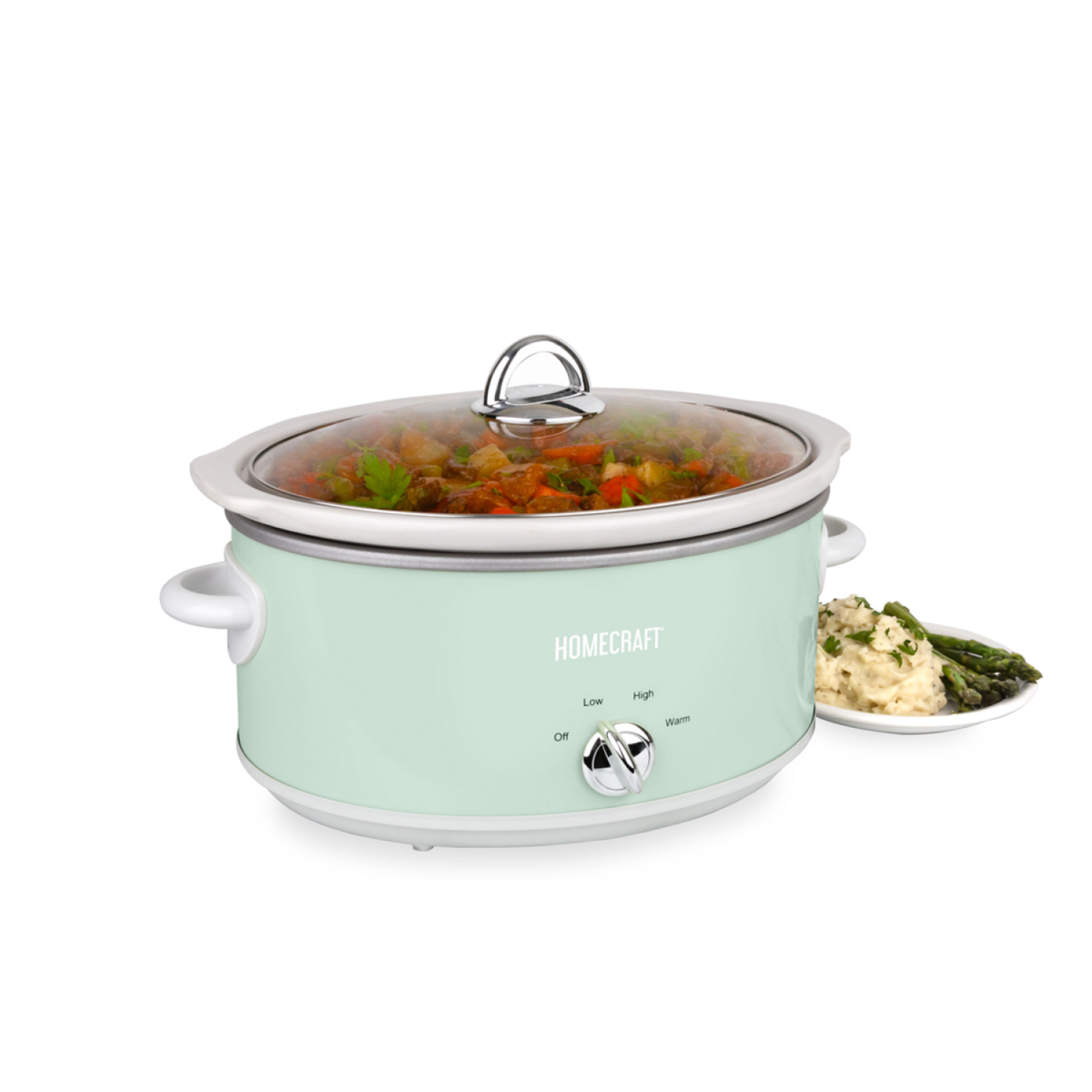 slide 4 of 6, HOME CRAFT HomeCraft Oval Slow Cooker 6qt, Sage Green, 6 qt