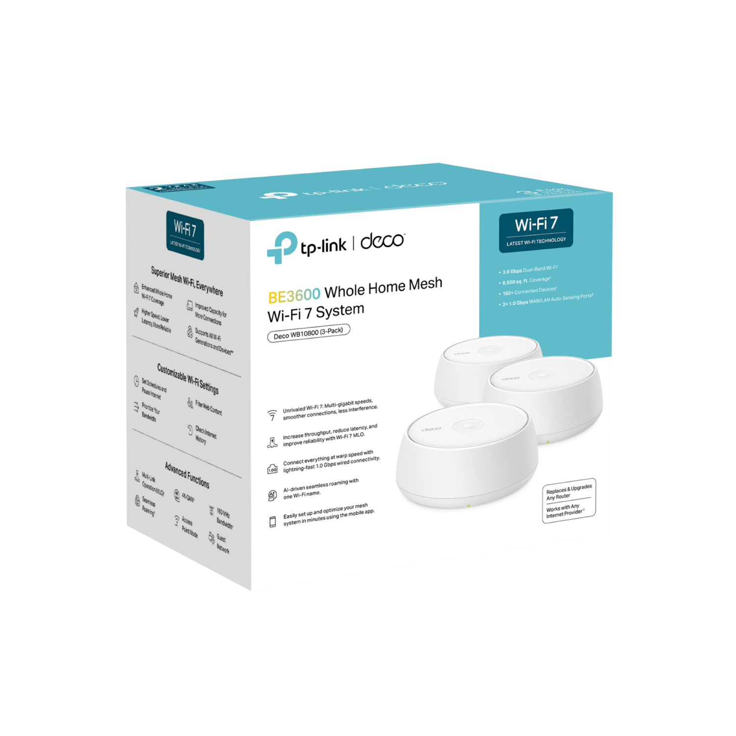 slide 3 of 4, TP-Link BE3600 Whole Home Mesh Deco Wi-Fi 7 System 3 Packs, 3 ct