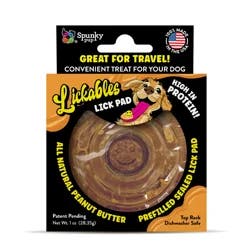 Spunky Pup Lickables Peanut Butter Filled Dog Lick Pad, Round, 1 oz.