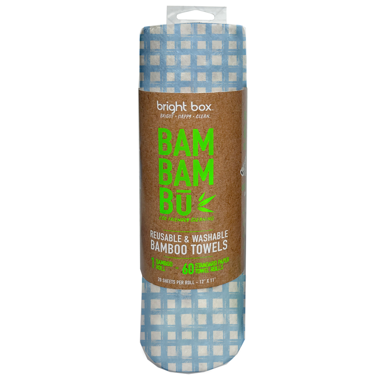 slide 1 of 1, BRITE BOX Bright Box Labs Reusable Bamboo Cloths- Towel Roll- Blue/White 20 Sheets, 1 ct