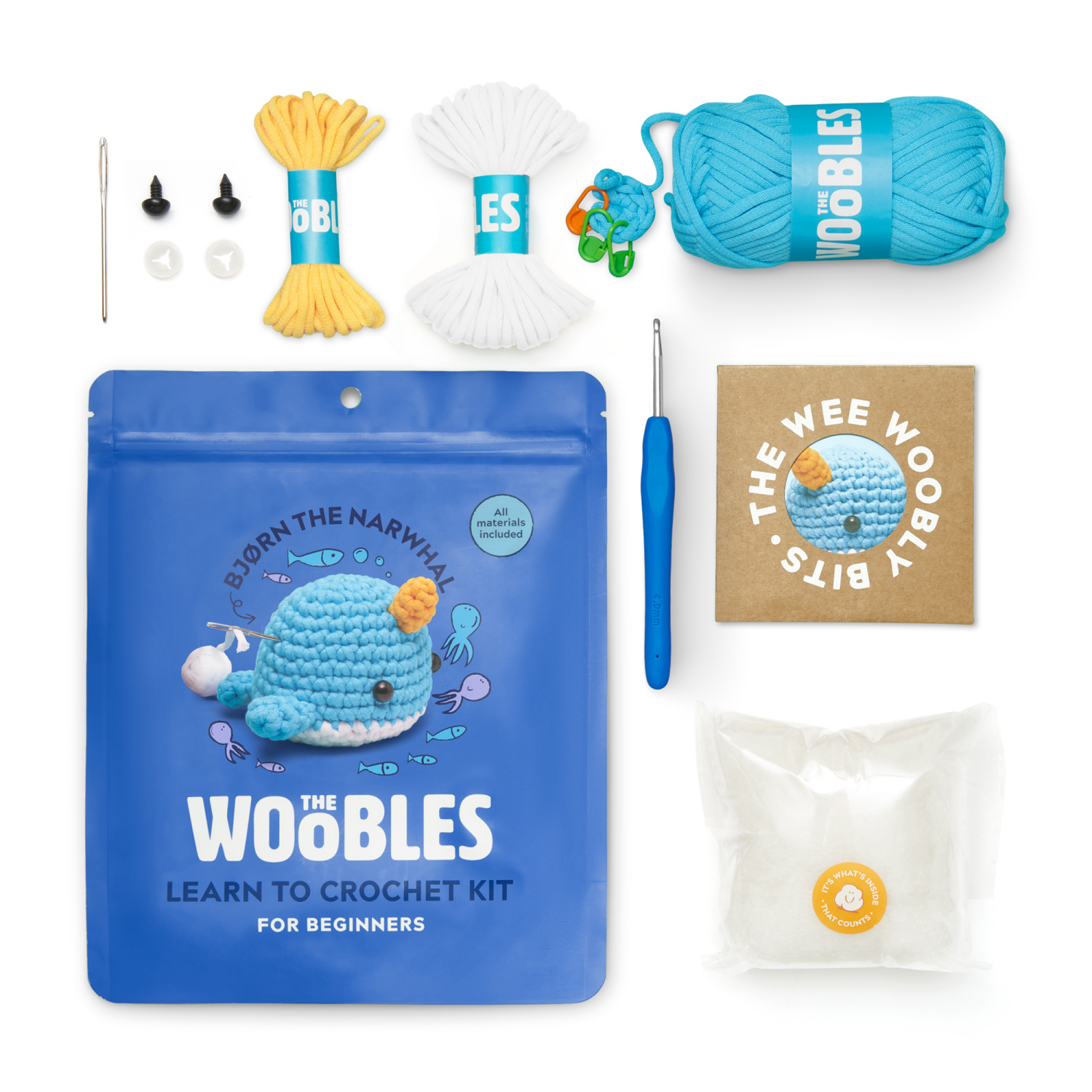 slide 5 of 5, The Woobles Bjorn the Narwhal Crochet Kit, 1 ct