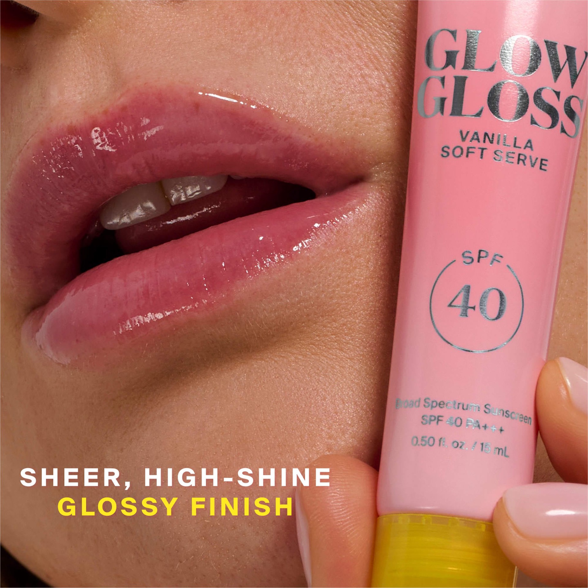 slide 3 of 9, Supergoop! Glow Gloss SPF 40 Lip Balm with Peptides and Shea Butter Vanilla Soft Serve, 0.5 oz/15 ml