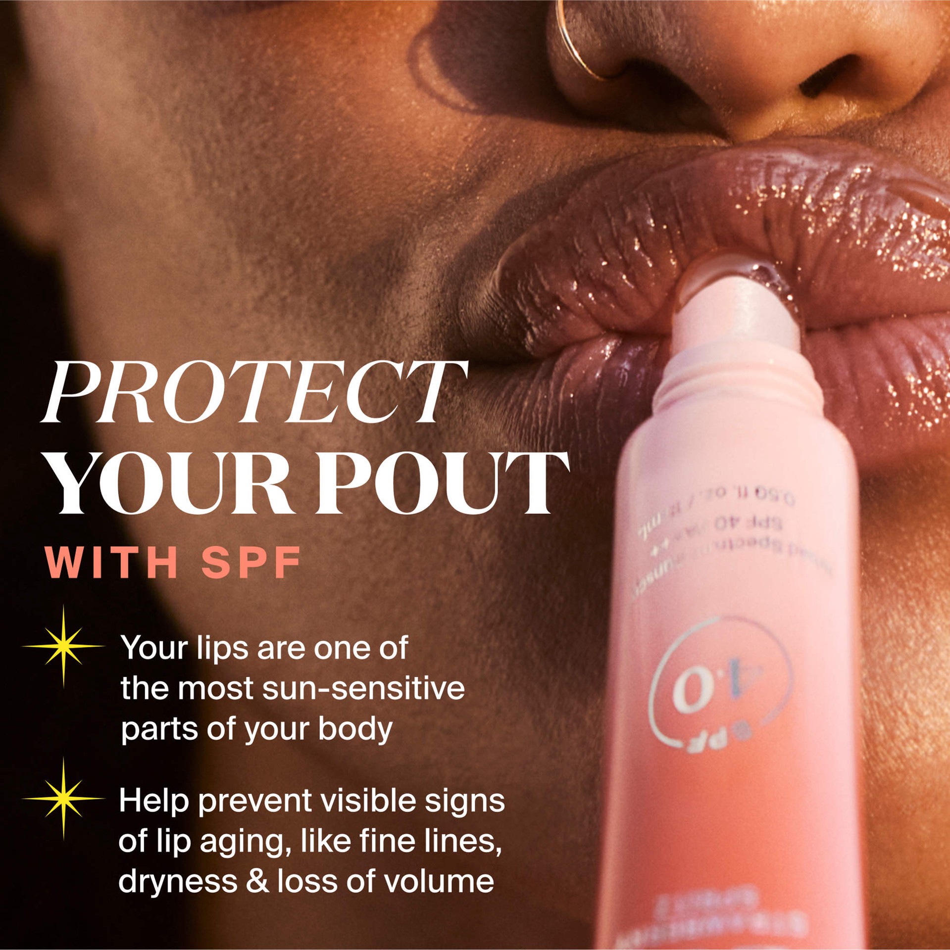 slide 8 of 9, Supergoop! Glow Gloss SPF 40 Lip Balm with Peptides and Shea Butter Vanilla Soft Serve, 0.5 oz/15 ml