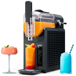 Slush-Ease 48 Oz. Slushy Maker; Frozen Drink Maker & Slushy Machine With 5 Presets + Custom Option, Easy-Dispensing Lever For Frozen Drinks; Black