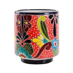 Blue Orange Pottery Tall Cylinder Planter