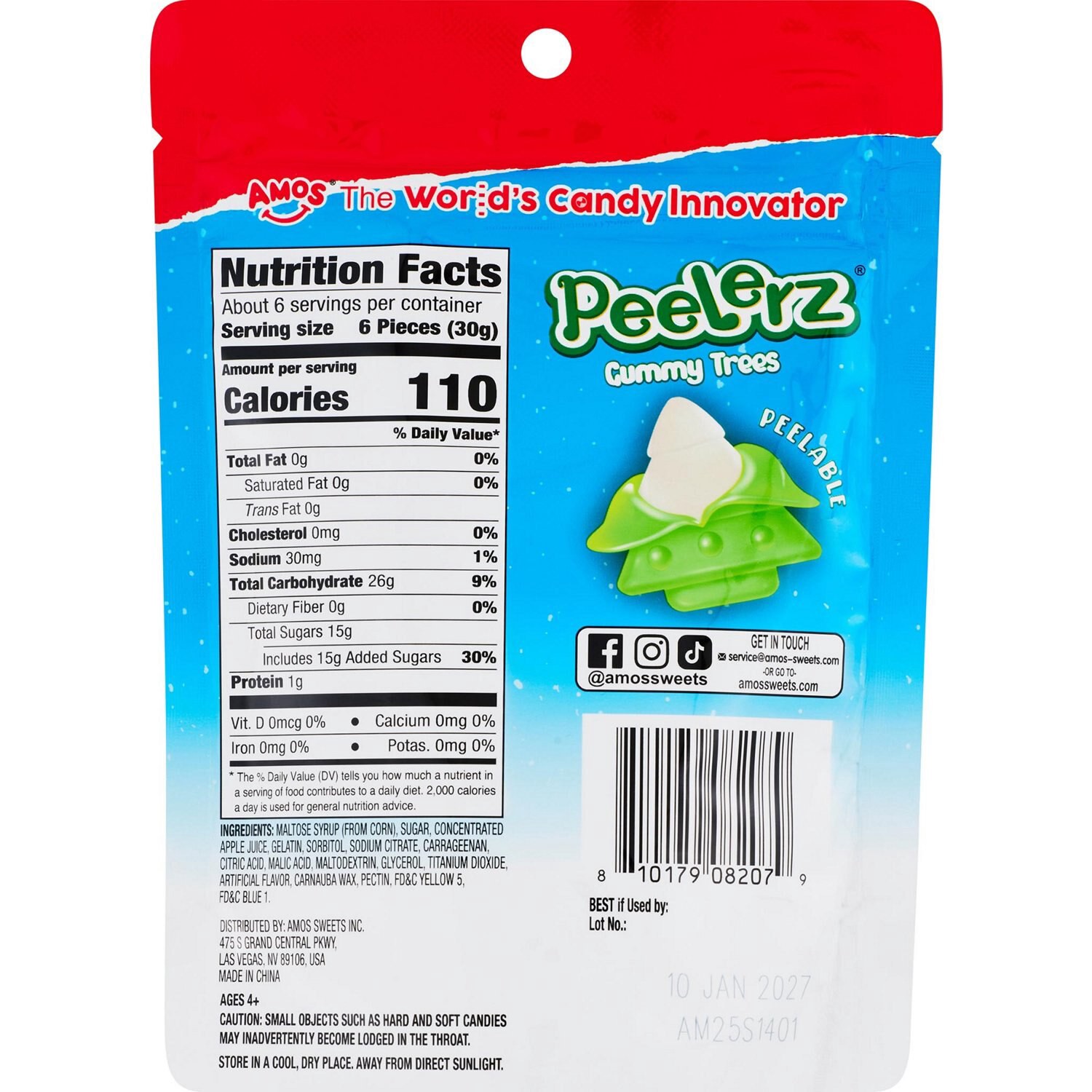 slide 3 of 3, Amos Peelerz Trees Apple Gummy Candy 6 oz, 6 oz