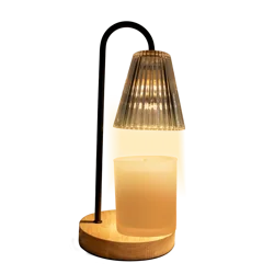 Luze Candle Warmer Lamp Glass Amber Shade Verre Aura-Black Rod
