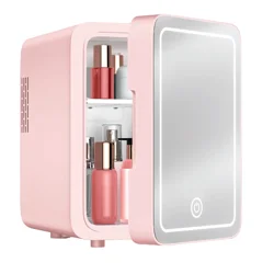 Aura Beauty Pink Skincare Fridge With Mirror, 4l